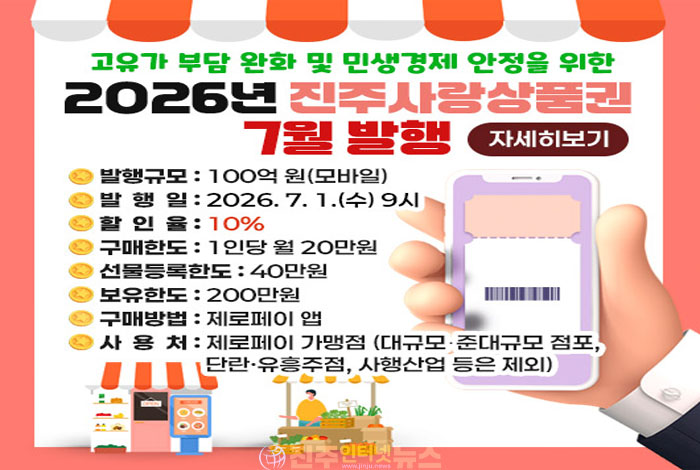진주시, 7월 ‘모바일 진주사랑상품권 100억 원’ 발행