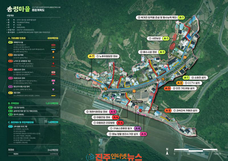 진주시 농어촌 취약지역 생활여건 개조사업 선정 문산 송정마을 종합계획도