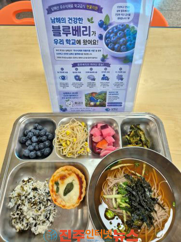 남해군 먹거리통합지원센터 학교급식에 블루베리 지원
